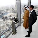 Crown Prince Haakon and Sheikh Hamdan admire the veiw from Burj Khalifa (Photo: Lise Åserud / Scanpix)